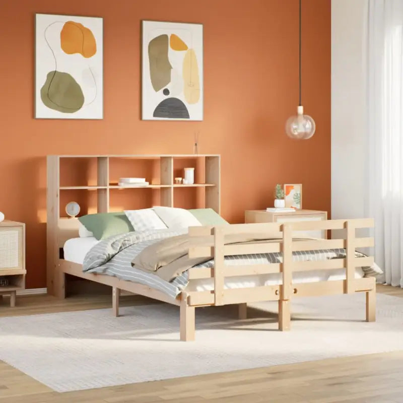 Boekenkastbed van massief grenenhout met ideale totale afmetingen - Naturel / 150 x 200 cm - Bedden & bedframes