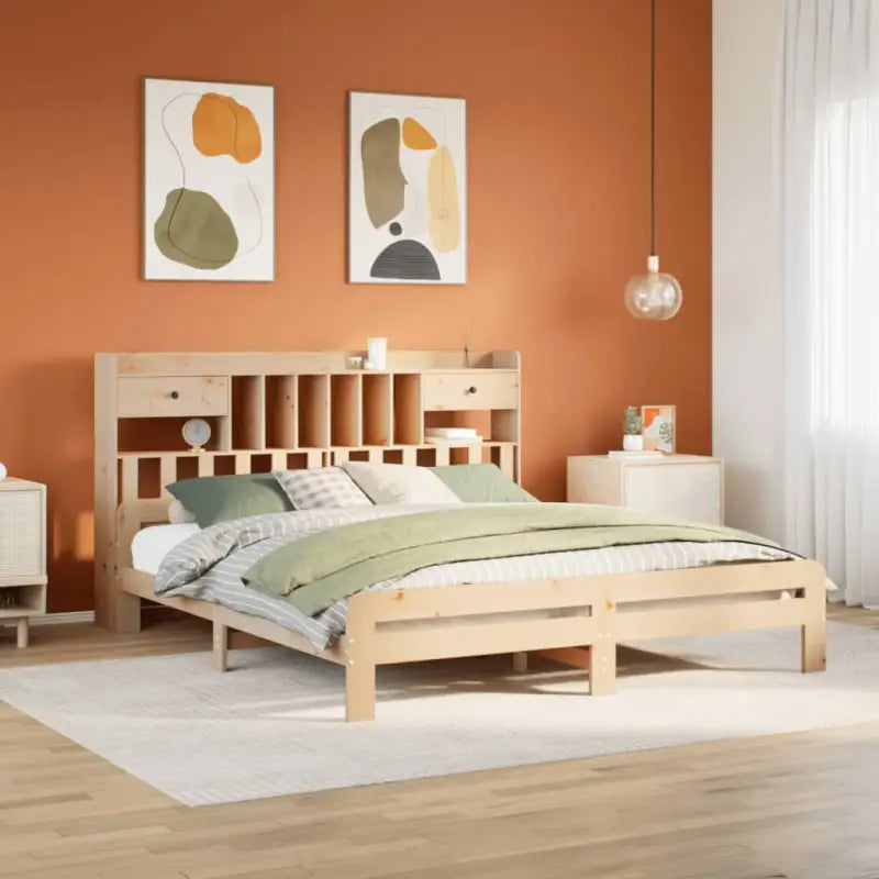 Boekenkastbed van massief grenenhout met ideale totale afmetingen - Naturel / 180 x 200 cm - Bedden & bedframes