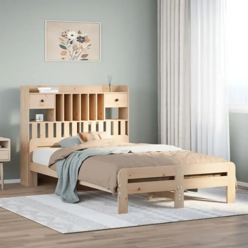 Boekenkastbed van massief grenenhout met ideale totale afmetingen - Naturel / 120 x 190 cm - Bedden & bedframes