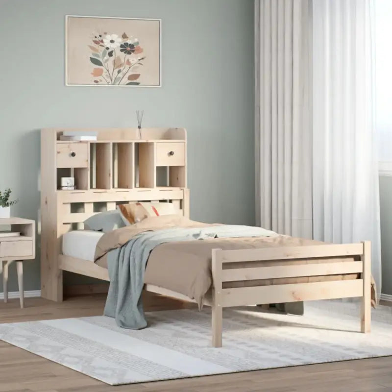 Boekenkastbed van massief grenenhout met ideale totale afmetingen - Naturel / 90 x 200cm - Bedden & bedframes
