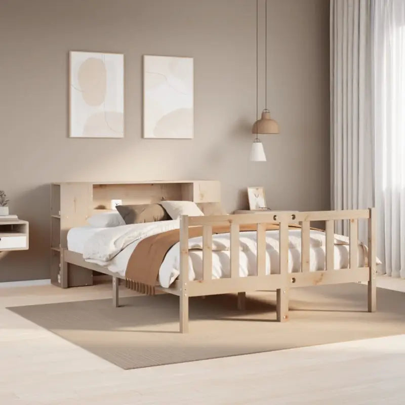 Boekenkastbed van massief grenenhout met ideale totale afmetingen - Naturel / 160 x 200 cm - Bedden & bedframes