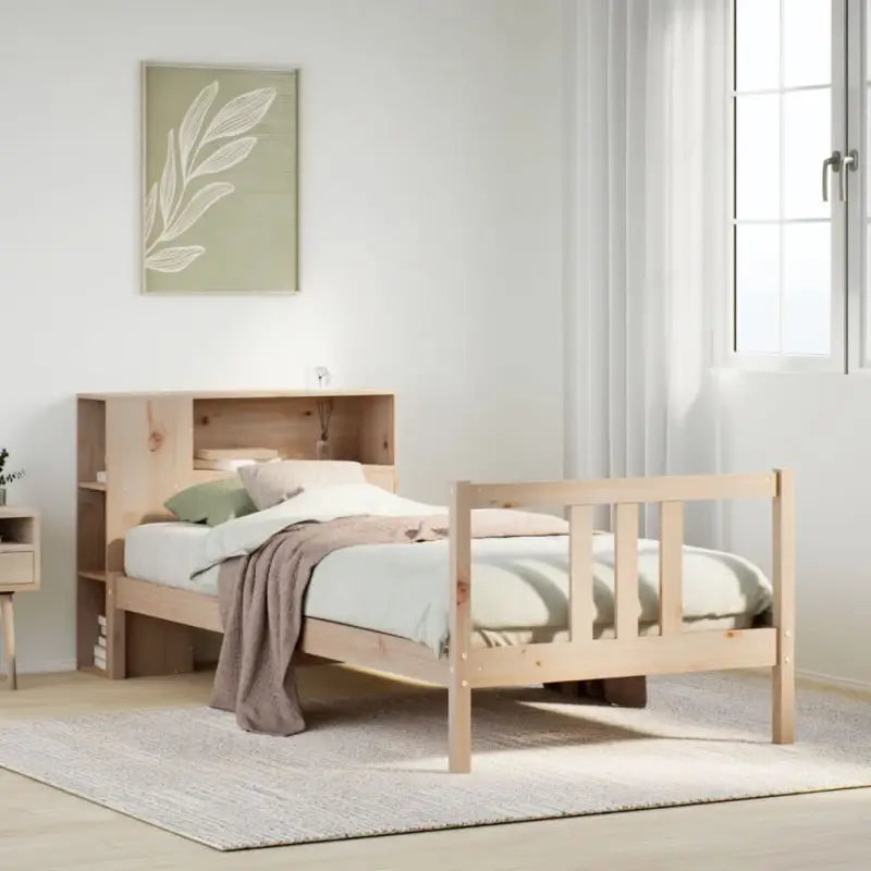 Boekenkastbed van massief grenenhout met ideale totale afmetingen - Naturel / 90 x 190 cm - Bedden & bedframes