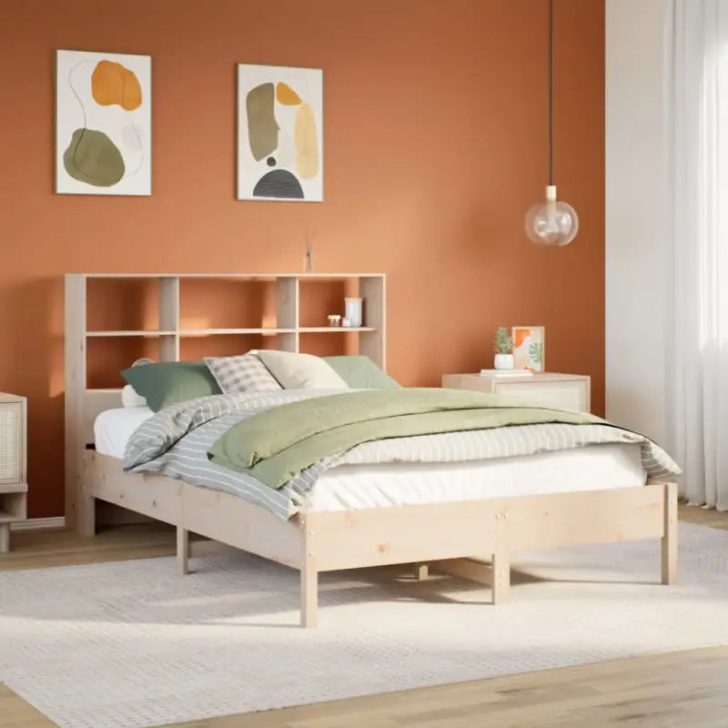 Boekenkastbed van massief grenenhout met ideale totale afmetingen - Naturel / 140 x 200 cm - Bedden & bedframes