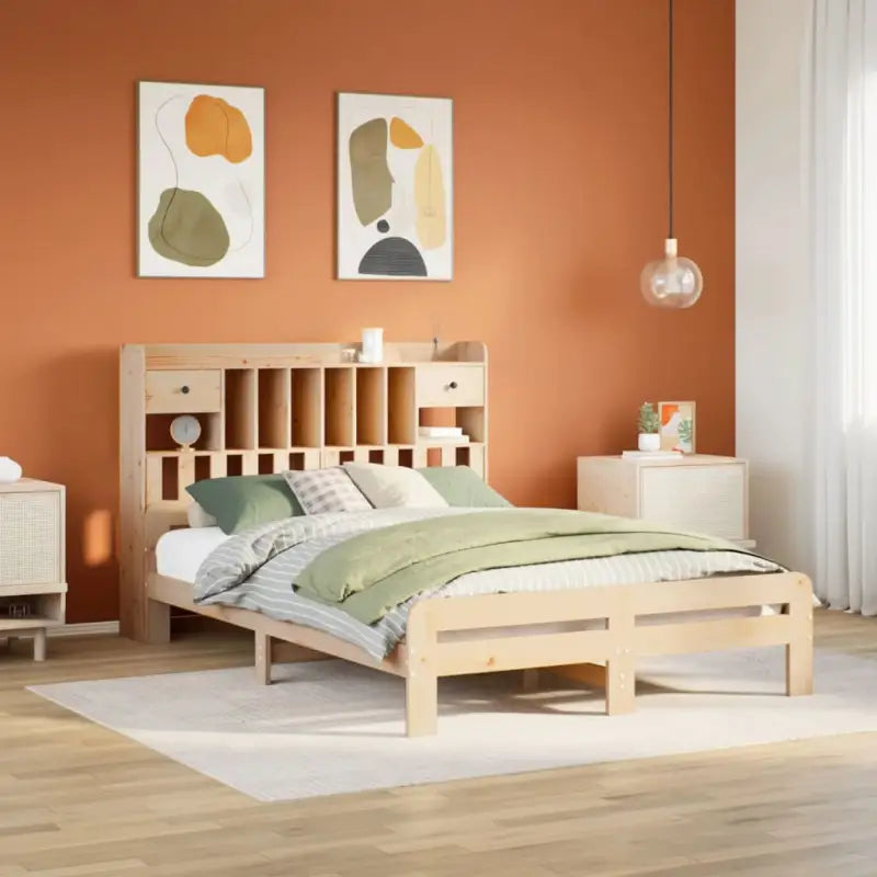 Boekenkastbed van massief grenenhout met ideale totale afmetingen - Naturel / 140 x 190 cm - Bedden & bedframes