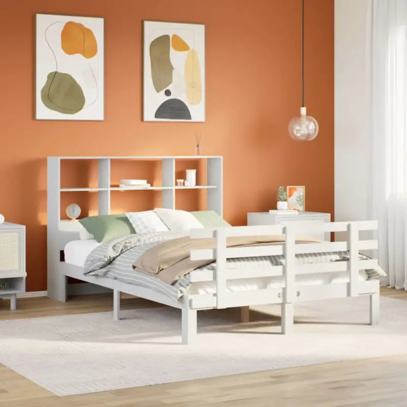 Boekenkastbed van massief grenenhout met ideale totale afmetingen - Wit / 135 x 190 cm - Bedden & bedframes