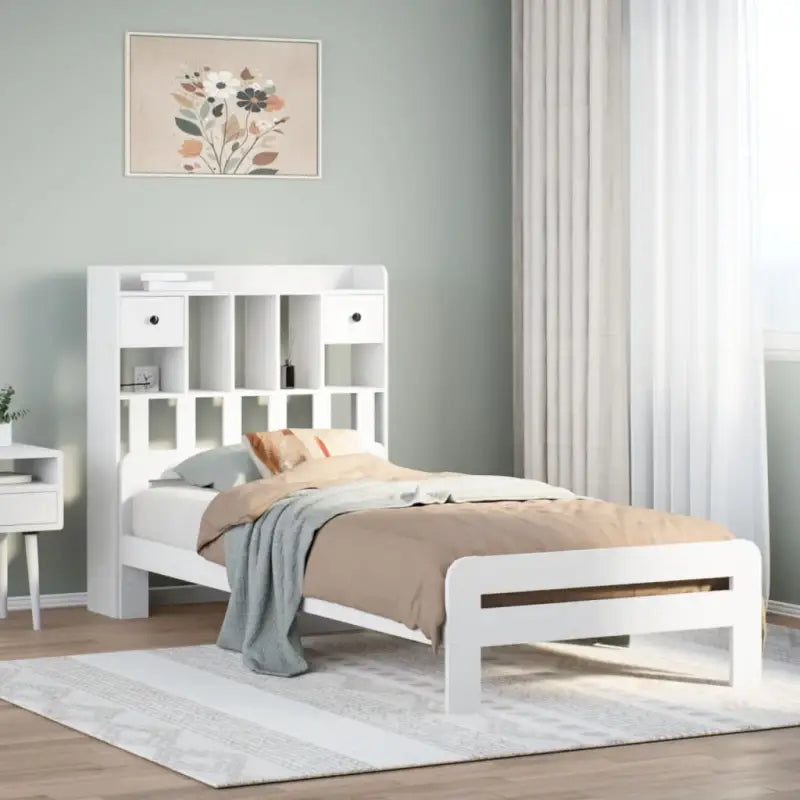Boekenkastbed van massief grenenhout met ideale totale afmetingen - Wit / 75 x 190 cm - Bedden & bedframes