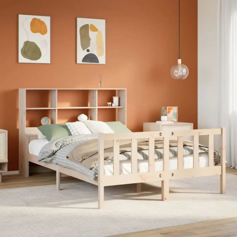 Boekenkastbed van massief grenenhout met optimale totale afmetingen - Naturel / 120 x 190 cm - Bedden & bedframes