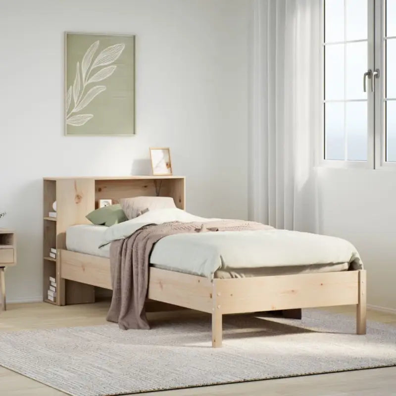 Boekenkastbed van massief grenenhout met optimale totale afmetingen - Naturel / 90 x 190 cm - Bedden & bedframes