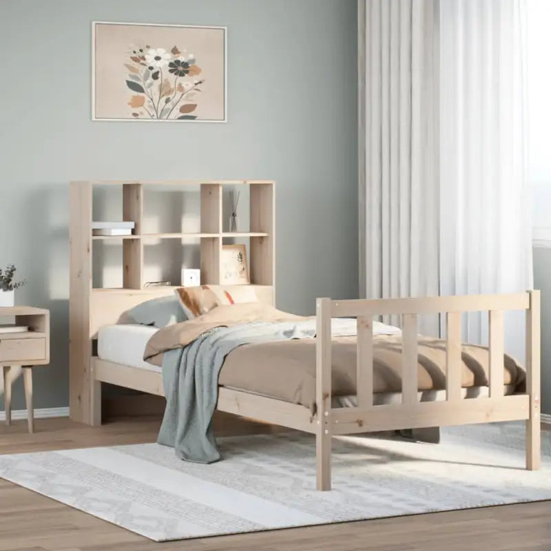Boekenkastbed van massief grenenhout met optimale totale afmetingen - Naturel / 90 x 190 cm - Bedden & bedframes