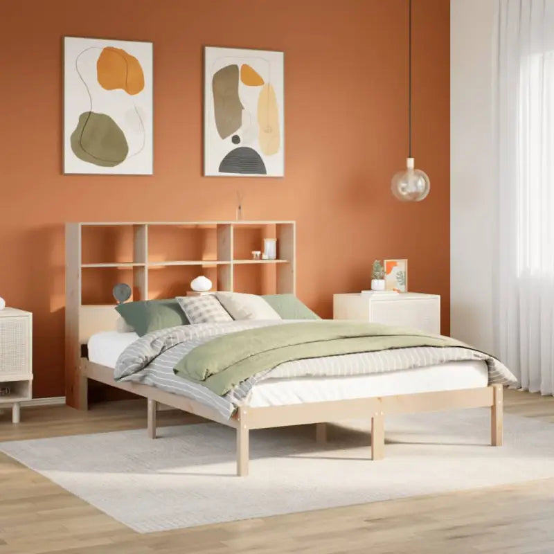 Boekenkastbed van massief grenenhout met optimale totale afmetingen - Naturel / 150 x 200 cm - Bedden & bedframes