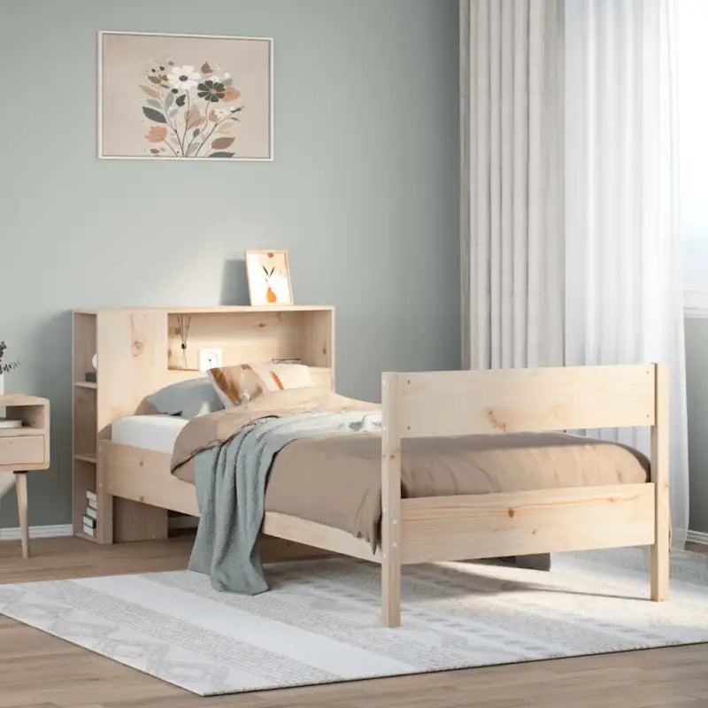 Boekenkastbed van massief grenenhout met optimale totale afmetingen - Naturel / 90 x 200 cm - Bedden & bedframes