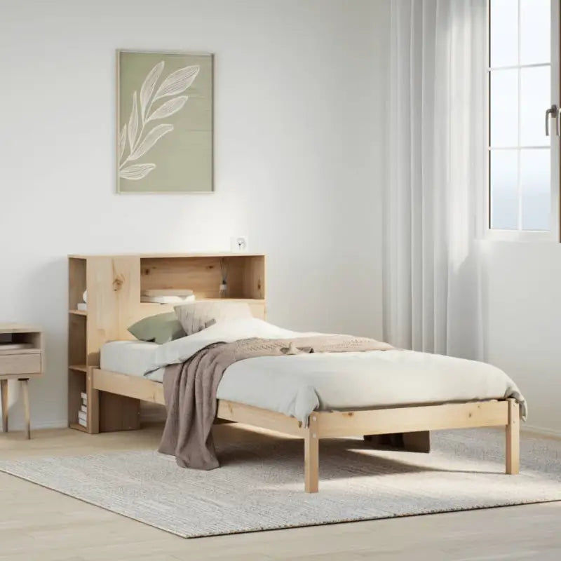 Boekenkastbed van massief grenenhout met optimale totale afmetingen - Naturel / 90 x 190 cm - Bedden & bedframes