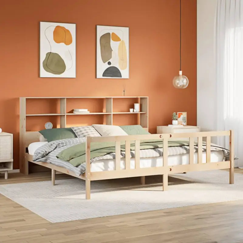 Boekenkastbed van massief grenenhout met optimale totale afmetingen - Naturel / 200 x 200 cm - Bedden & bedframes