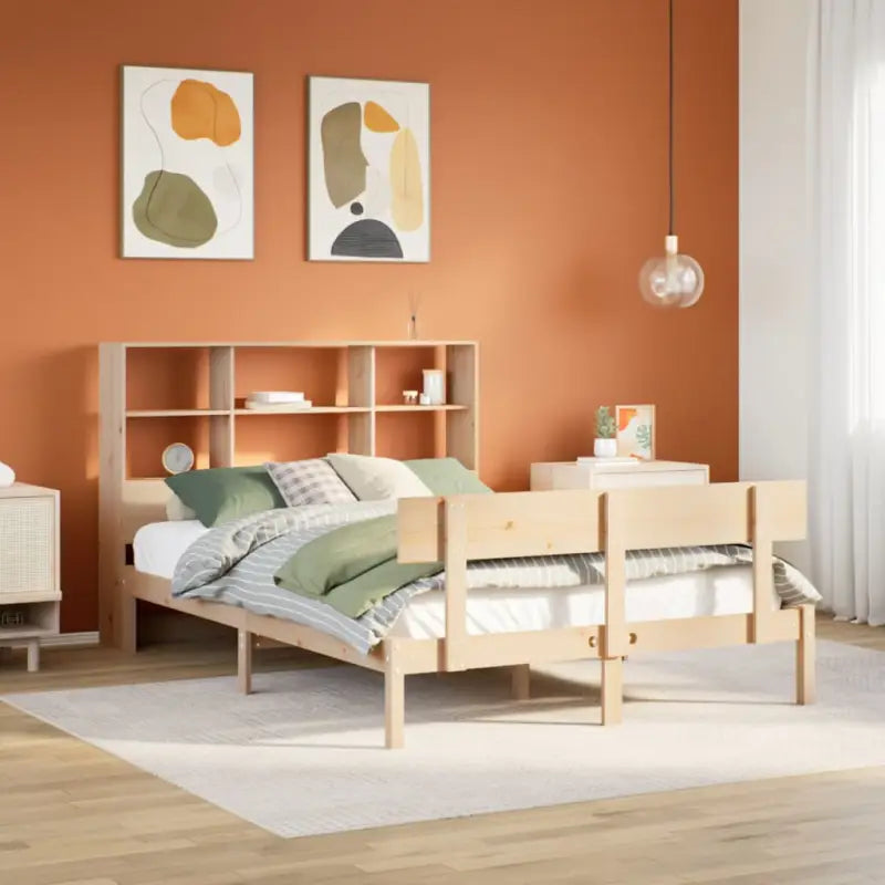 Boekenkastbed van massief grenenhout met optimale totale afmetingen - Naturel / 150 x 200 cm - Bedden & bedframes