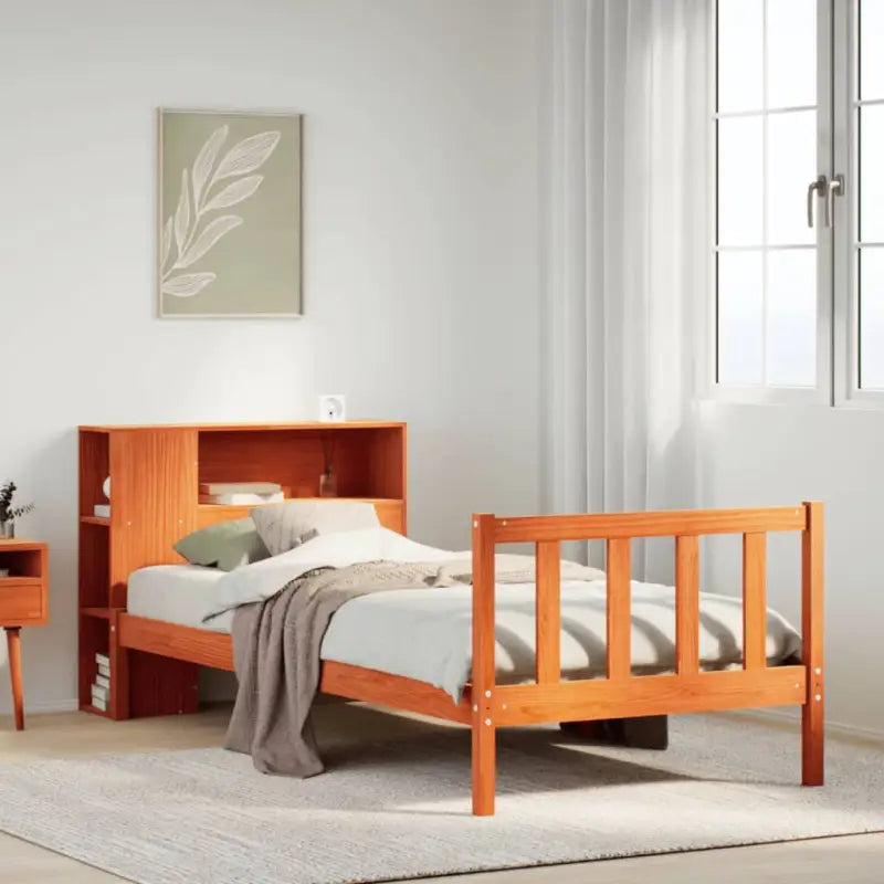 Boekenkastbed van massief grenenhout met optimale totale afmetingen - Wasbruin / 75 x 190 cm - Bedden & bedframes