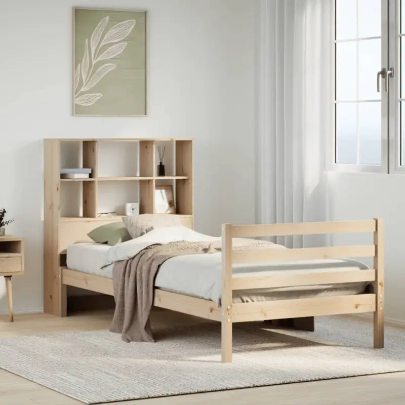 Boekenkastbed van massief grenenhout met optimale totale afmetingen - Naturel / 100 x 200 cm - Bedden & bedframes