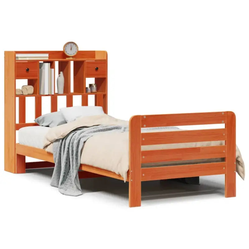 Boekenkastbed van massief grenenhout met optimale totale afmetingen - Bedden & bedframes