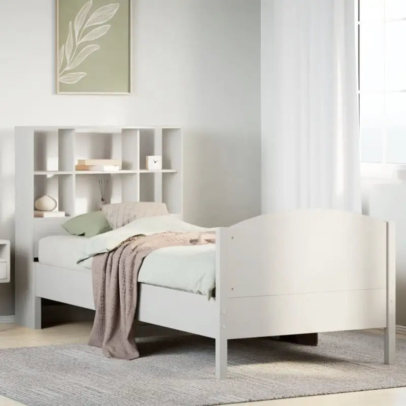 Boekenkastbed van massief grenenhout met optimale totale afmetingen - Wit / 90 x 190 cm - Bedden & bedframes