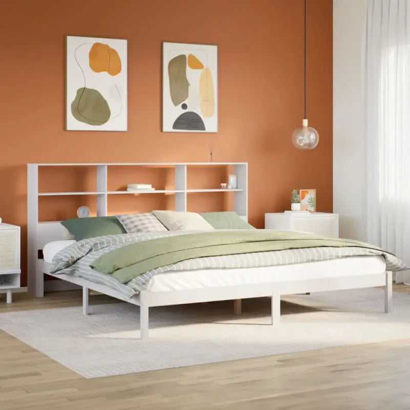 Boekenkastbed van massief grenenhout met optimale totale afmetingen - Wit / 180 x 200 cm - Bedden & bedframes