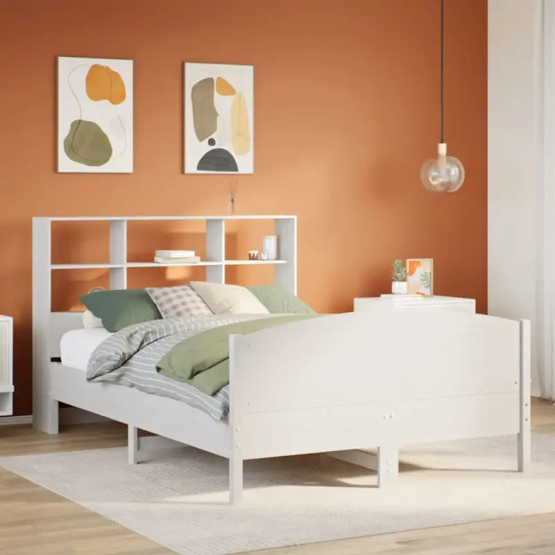 Boekenkastbed van massief grenenhout met optimale totale afmetingen - Wit / 120 x 190 cm - Bedden & bedframes