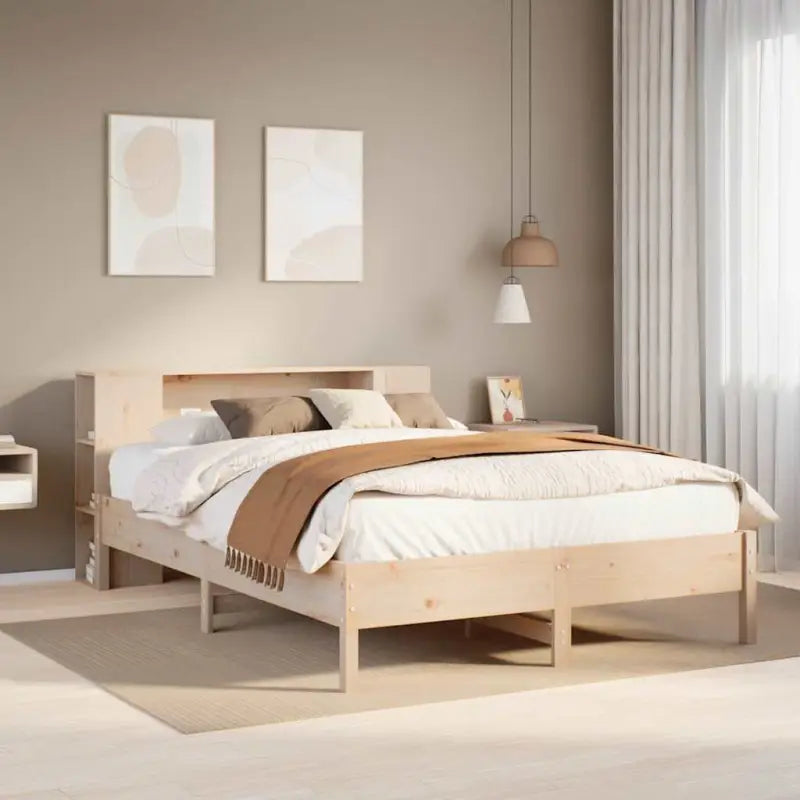 Boekenkastbed van massief grenenhout met optimale totale afmetingen - Naturel / 140 x 190cm - Bedden & bedframes