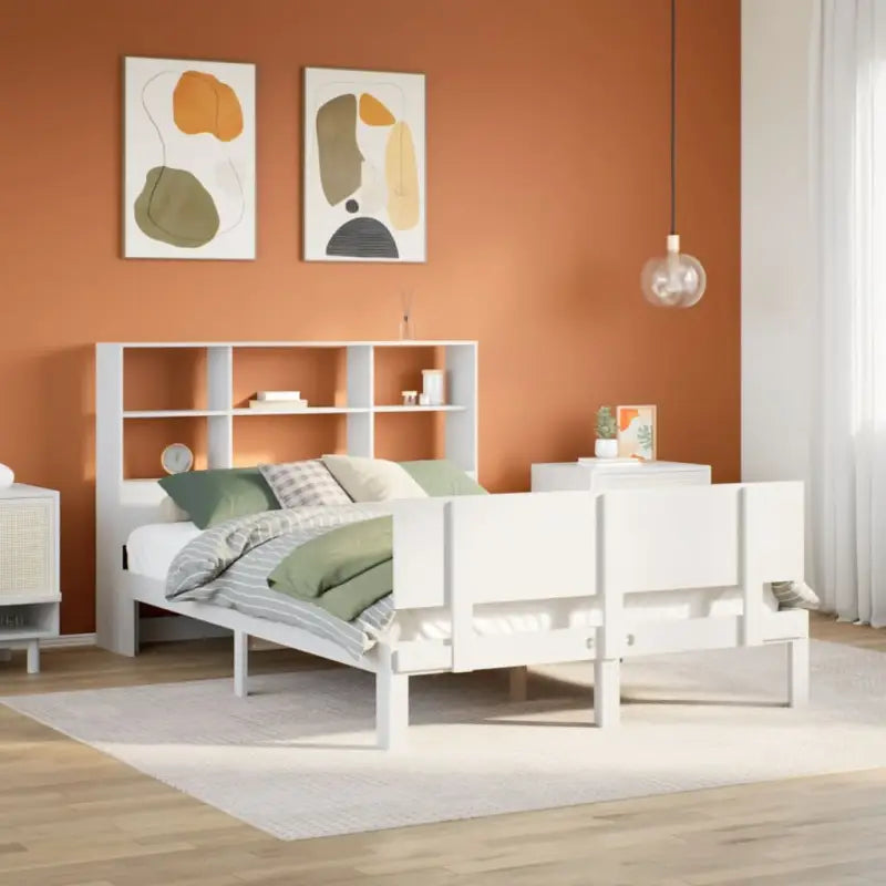 Boekenkastbed van massief grenenhout met optimale totale afmetingen - Wit / 140 x 200 cm - Bedden & bedframes