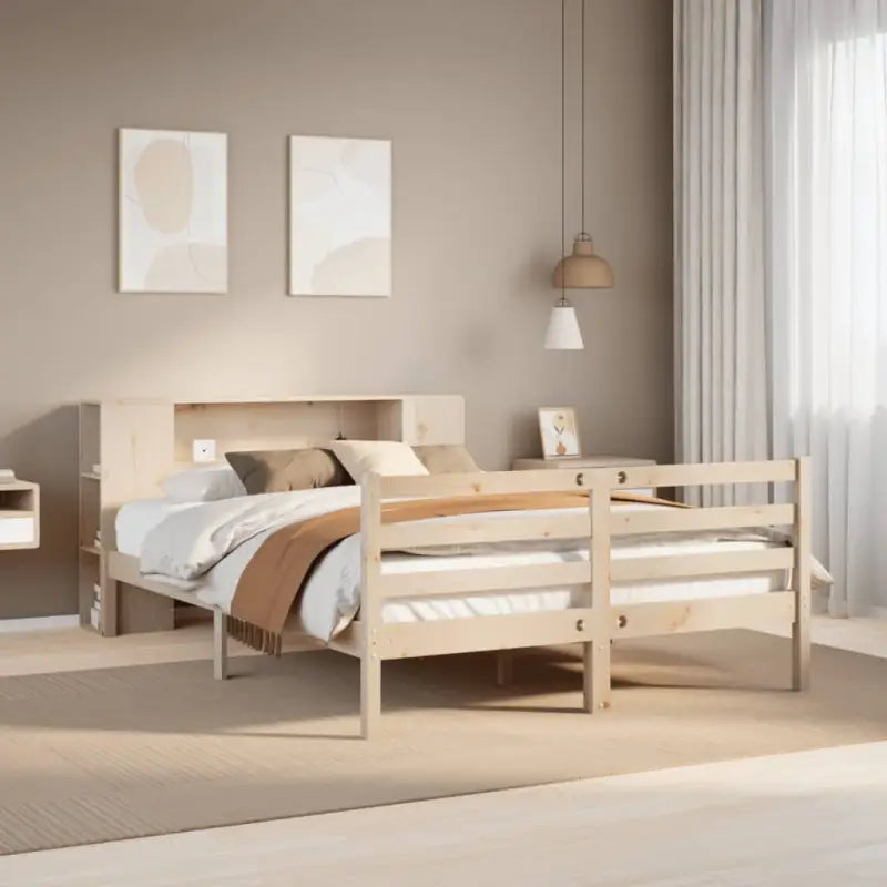 Boekenkastbed van massief grenenhout met optimale totale afmetingen - Naturel / 140 x 200 cm - Bedden & bedframes
