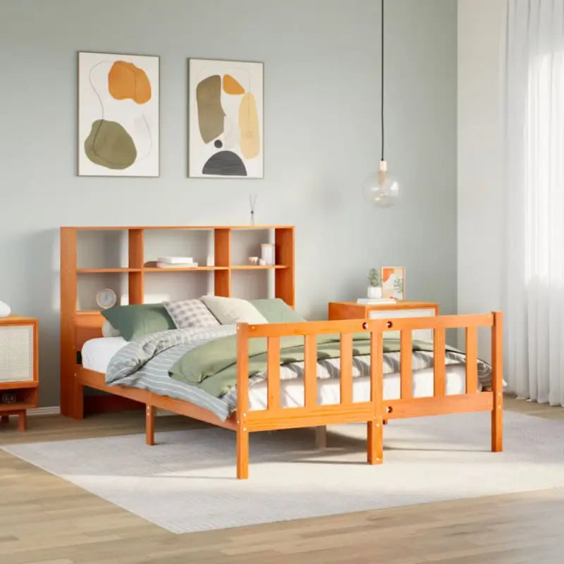 Boekenkastbed van massief grenenhout met optimale totale afmetingen - Bedden & bedframes