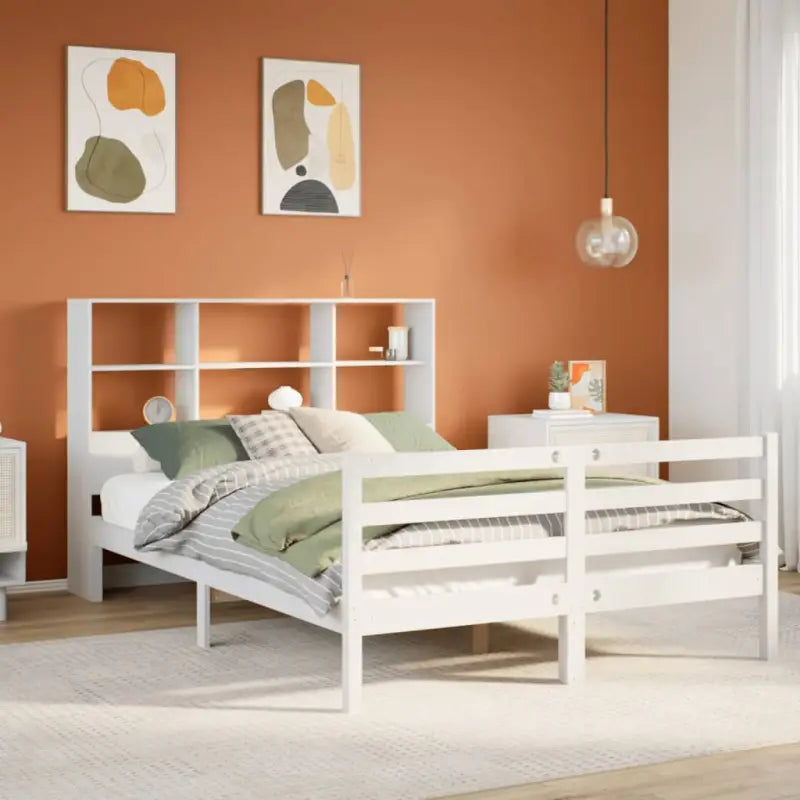 Boekenkastbed van massief grenenhout met optimale totale afmetingen - Wit / 120 x 190 cm - Bedden & bedframes
