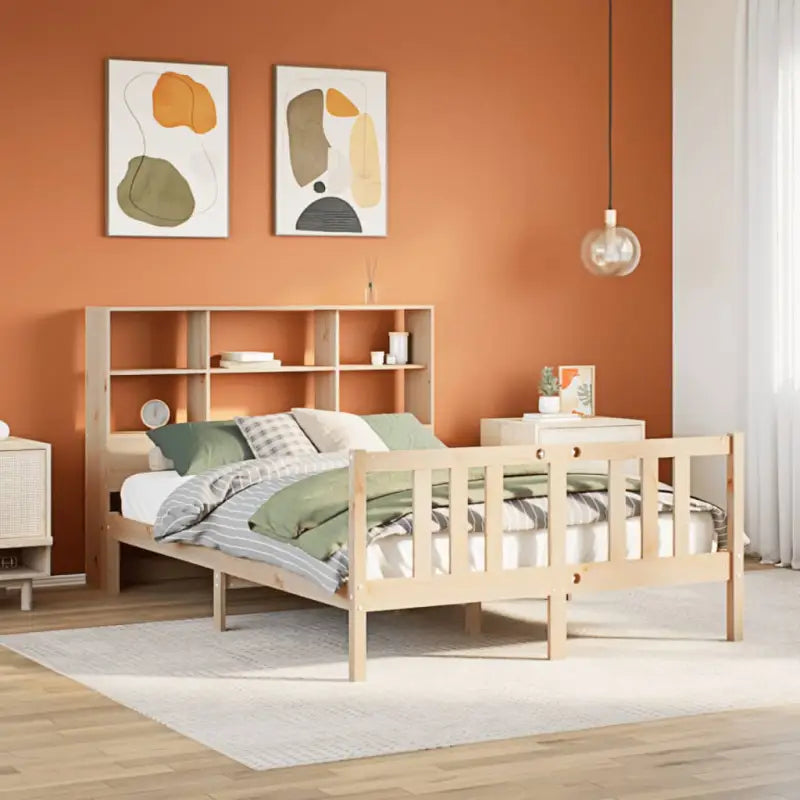 Boekenkastbed van massief grenenhout met optimale totale afmetingen - Naturel / 150 x 200 cm - Bedden & bedframes