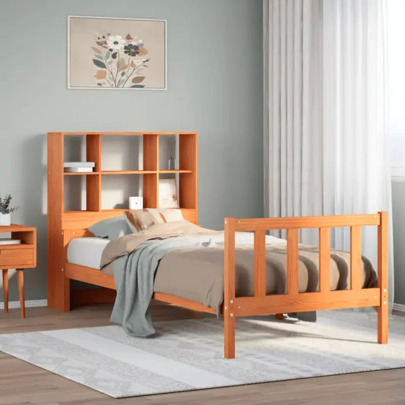 Boekenkastbed van massief grenenhout met optimale totale afmetingen - Wasbruin / 75 x 190 cm - Bedden & bedframes