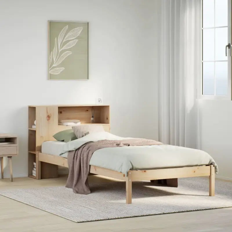 Boekenkastbed van massief grenenhout met optimale totale afmetingen - Naturel / 100 x 200 cm - Bedden & bedframes