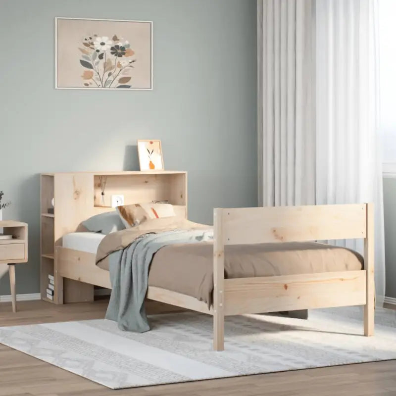 Boekenkastbed van massief grenenhout met optimale totale afmetingen - Naturel / 90 x 190 cm - Bedden & bedframes