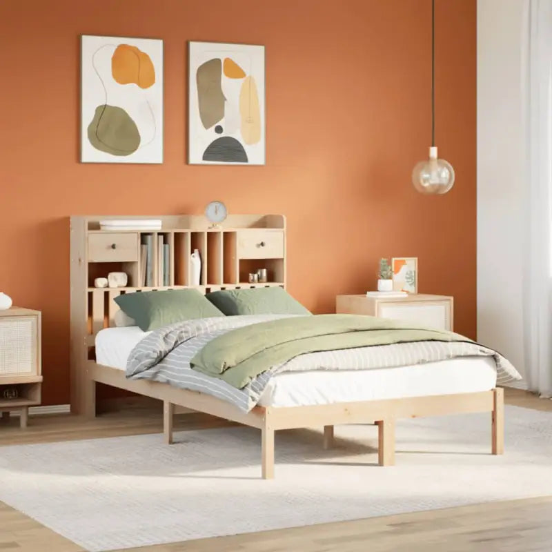 Boekenkastbed van massief grenenhout met optimale totale afmetingen - Naturel / 120 x 190 cm - Bedden & bedframes