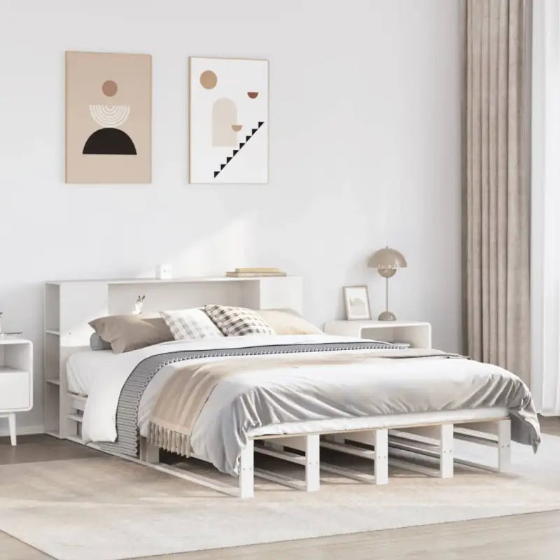 Boekenkastbed van massief grenenhout met optimale totale afmetingen - Wit / 140 x 190 cm - Bedden & bedframes