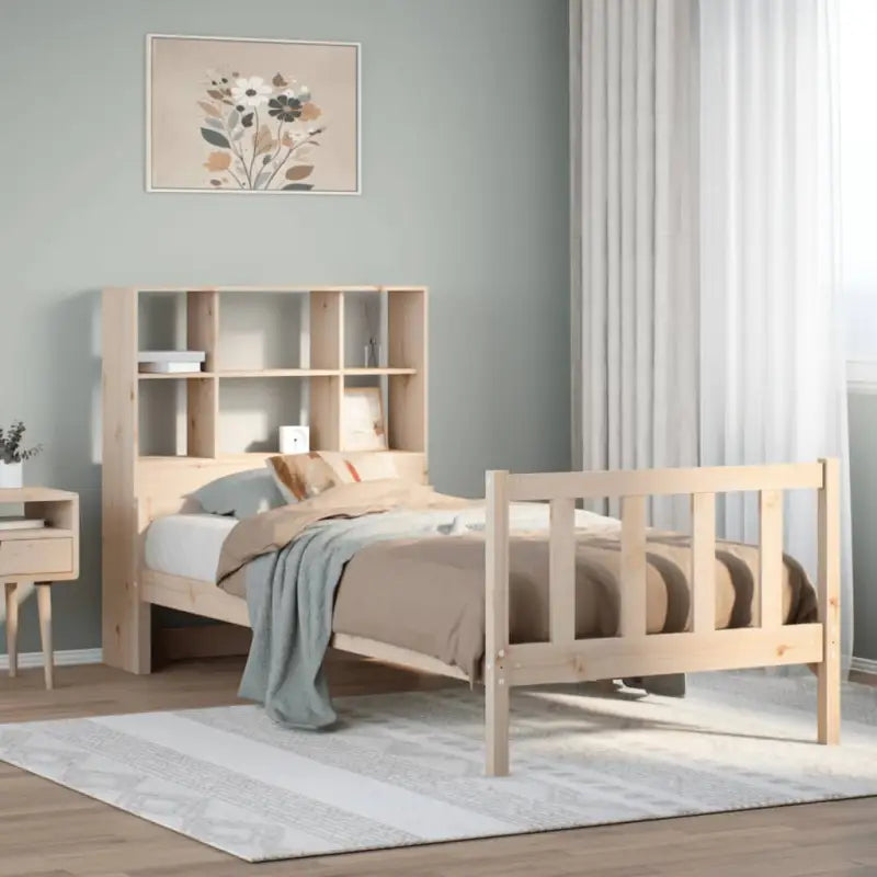 Boekenkastbed van massief grenenhout met optimale totale afmetingen - Naturel / 100 x 200 cm - Bedden & bedframes