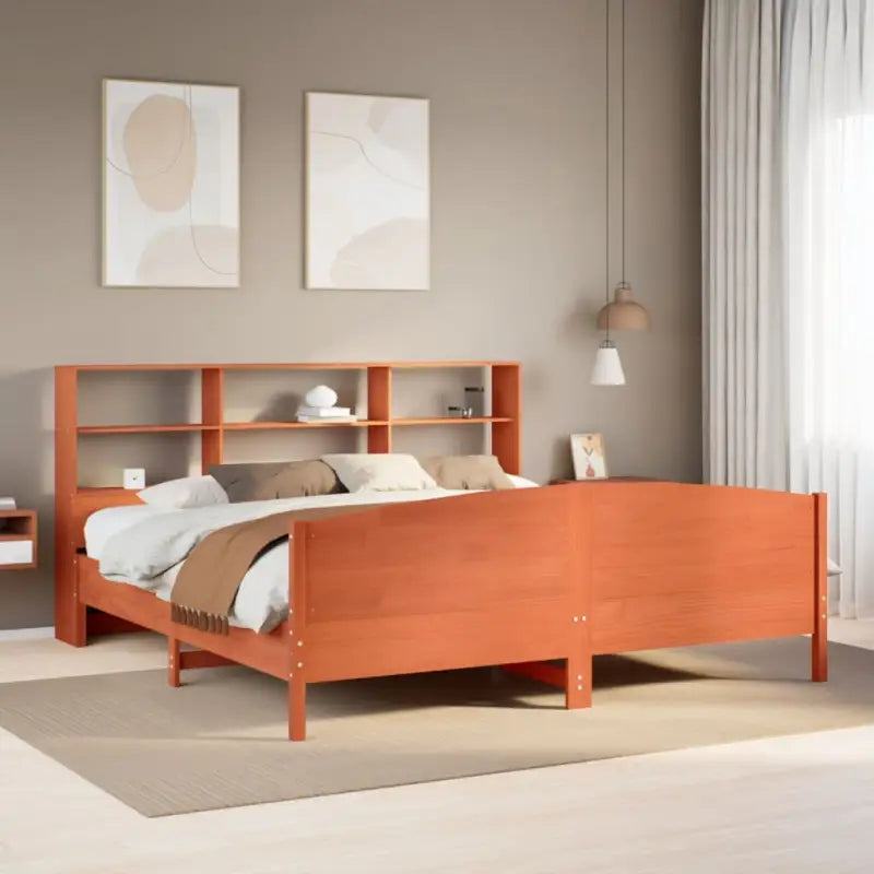 Boekenkastbed van massief grenenhout met optimale totale afmetingen - Wasbruin / 180 x 200 cm - Bedden & bedframes