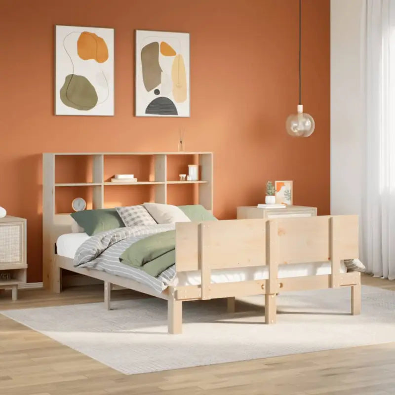 Boekenkastbed van massief grenenhout met optimale totale afmetingen - Naturel / 160 x 200 cm - Bedden & bedframes
