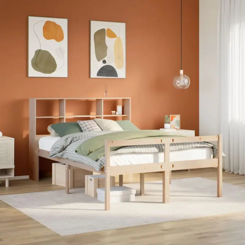 Boekenkastbed van massief grenenhout met optimale totale afmetingen - Naturel / 140 x 200 cm - Bedden & bedframes