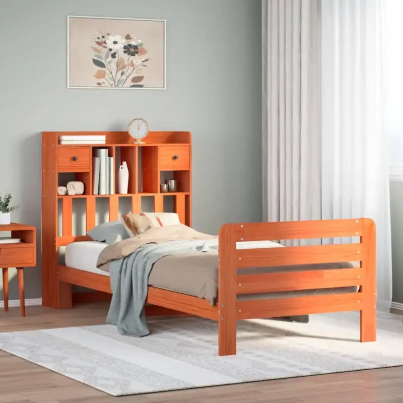 Boekenkastbed van massief grenenhout met optimale totale afmetingen - Bedden & bedframes