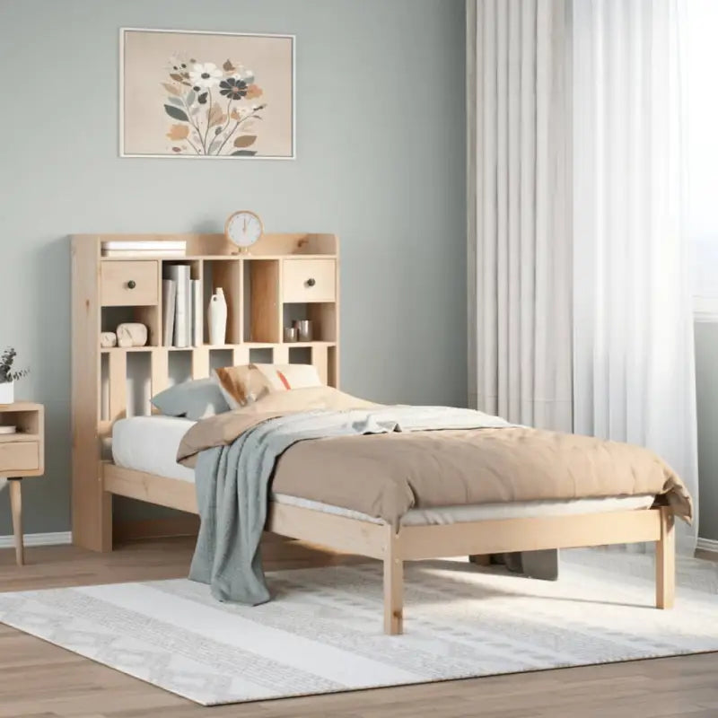 Boekenkastbed van massief grenenhout met optimale totale afmetingen - Naturel / 75 x 190 cm - Bedden & bedframes
