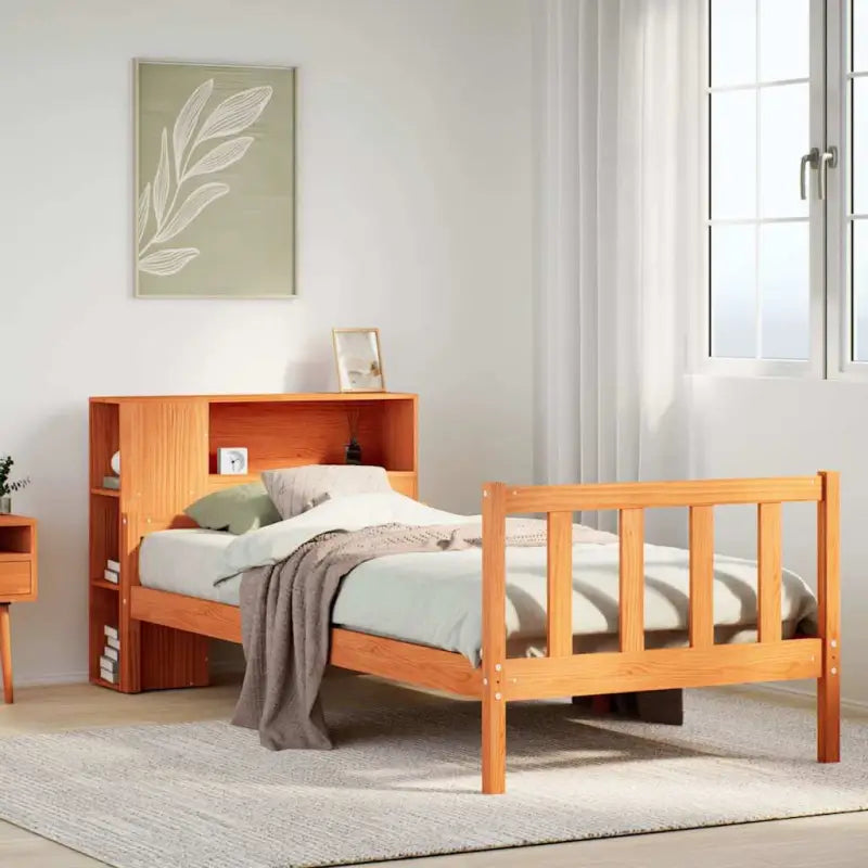Boekenkastbed van massief grenenhout met optimale totale afmetingen - Wasbruin / 75 x 190 cm - Bedden & bedframes