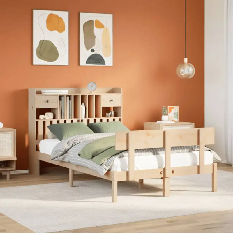 Boekenkastbed van massief grenenhout met optimale totale afmetingen - Naturel / 120 x 200 cm - Bedden & bedframes