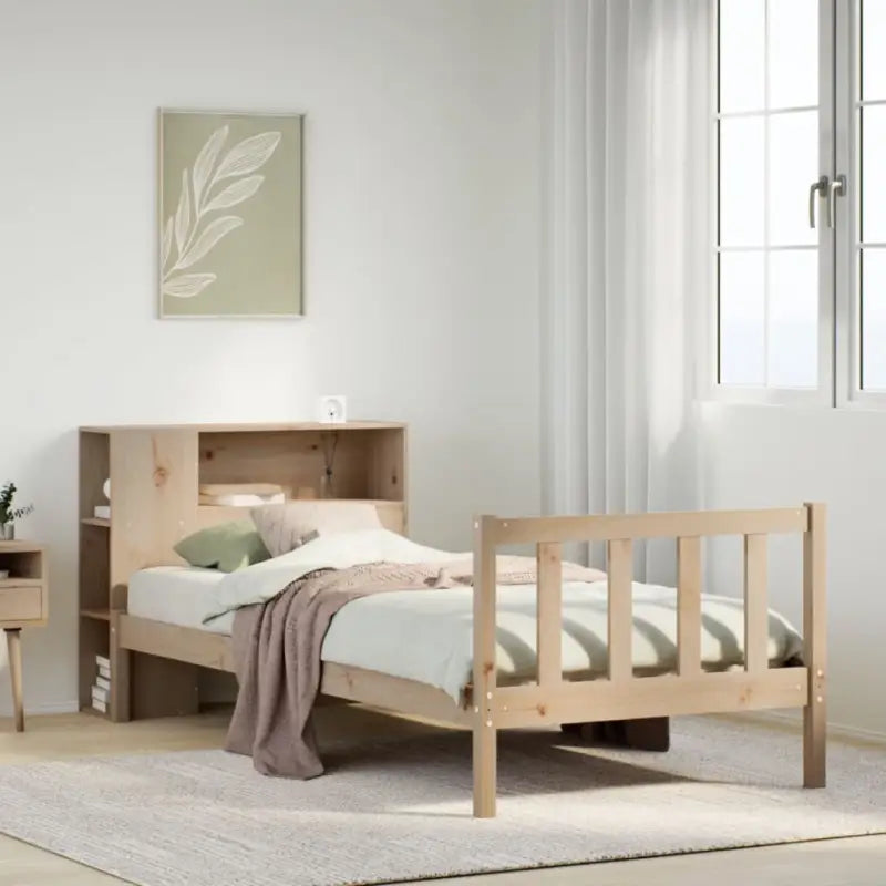 Boekenkastbed van massief grenenhout met optimale totale afmetingen - Naturel / 100 x 200 cm - Bedden & bedframes