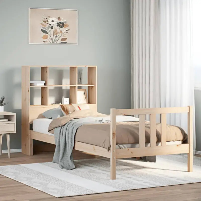 Boekenkastbed van massief grenenhout met optimale totale afmetingen - Naturel / 90 x 190 cm - Bedden & bedframes