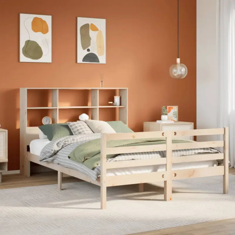 Boekenkastbed van massief grenenhout met optimale totale afmetingen - Naturel / 120 x 200 cm - Bedden & bedframes