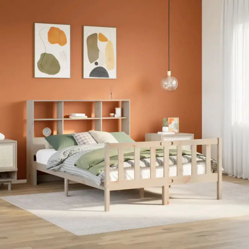 Boekenkastbed van massief grenenhout met optimale totale afmetingen - Naturel / 140 x 190 cm - Bedden & bedframes