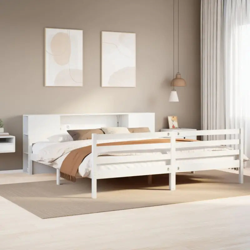 Boekenkastbed van massief grenenhout met perfecte totale afmetingen - Wit / 200 x 200 cm - Bedden & bedframes