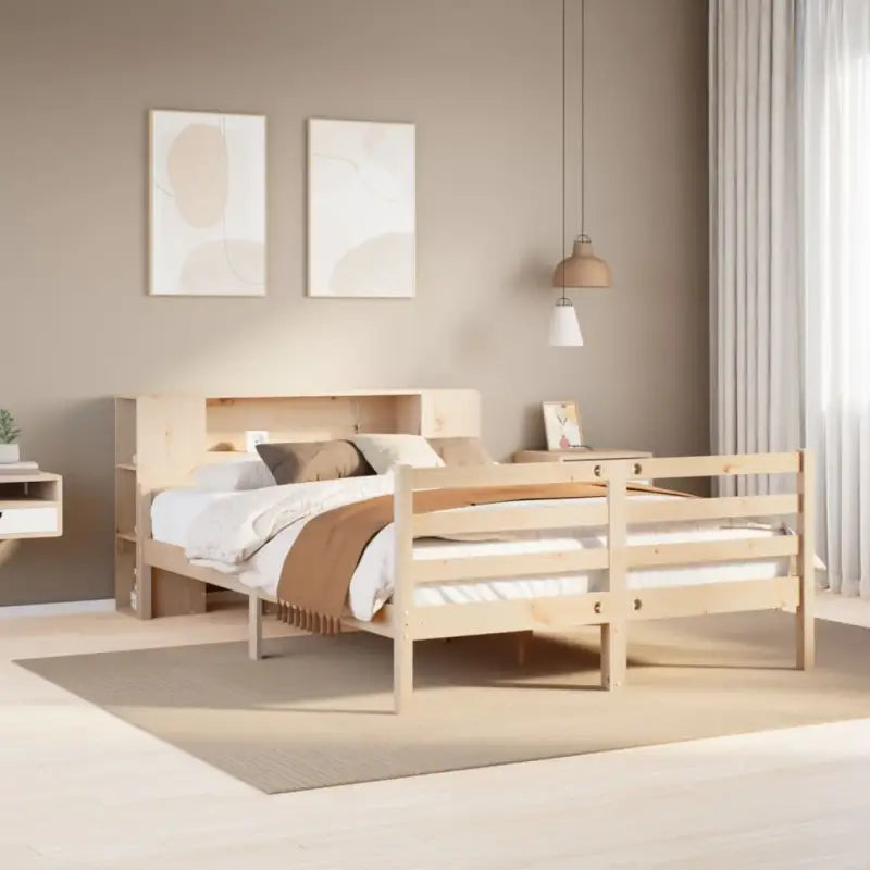 Boekenkastbed van massief grenenhout met perfecte totale afmetingen - Naturel / 150 x 200 cm - Bedden & bedframes