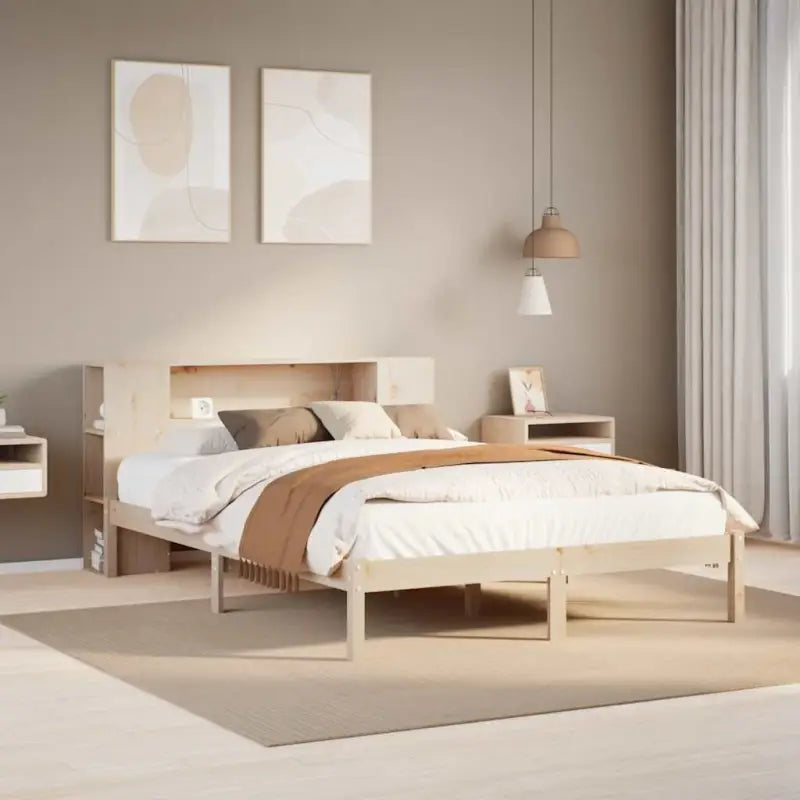 Boekenkastbed van massief grenenhout met perfecte totale afmetingen - Naturel / 140 x 200 cm - Bedden & bedframes